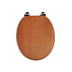 Abattant WC à fermeture douce en MDF antibactérien, chêne bois chaud, fixation inox, démontage facile