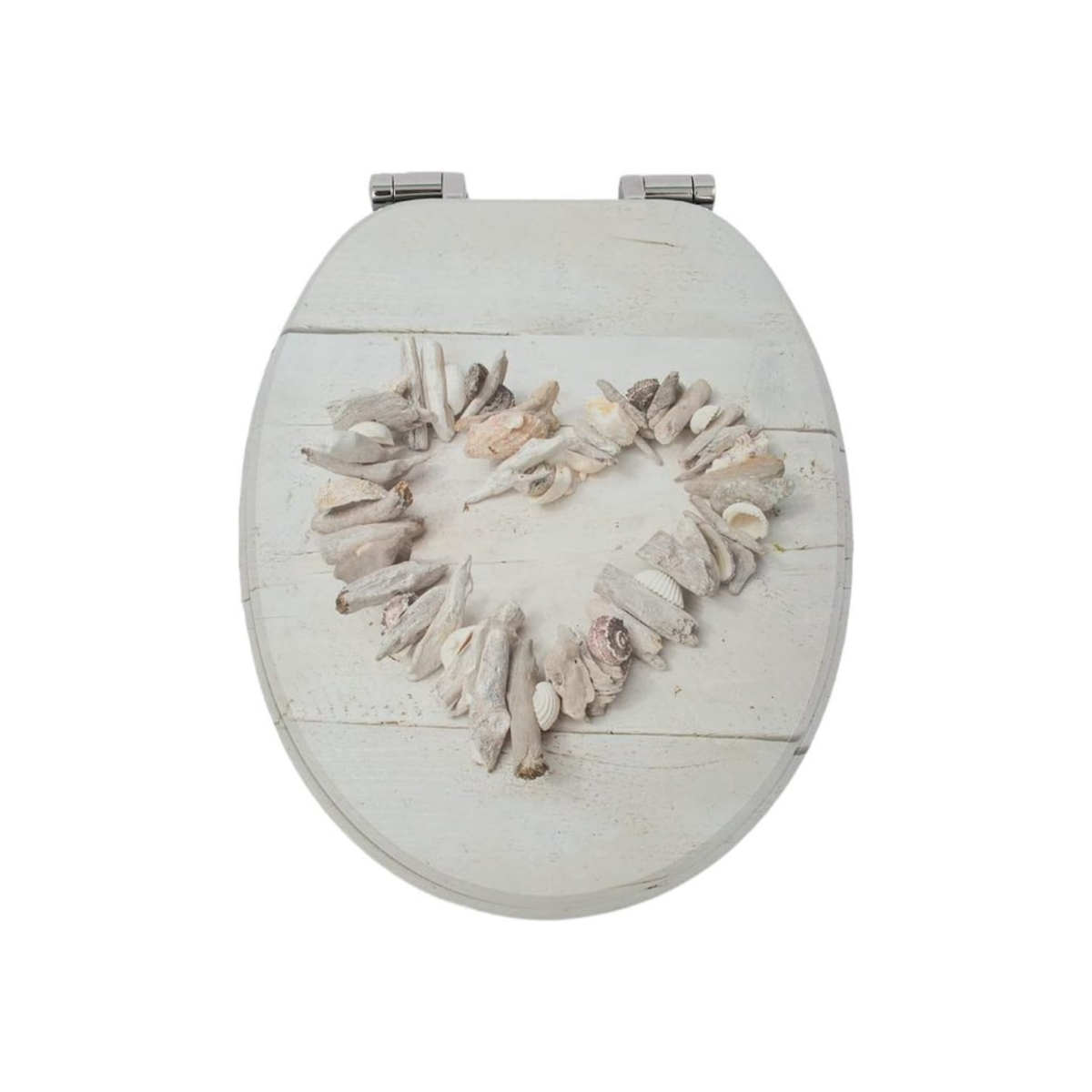 Abattant WC à fermeture douce en MDF antibactérien, motif coquille de cœur, fixation inox, démontage facile