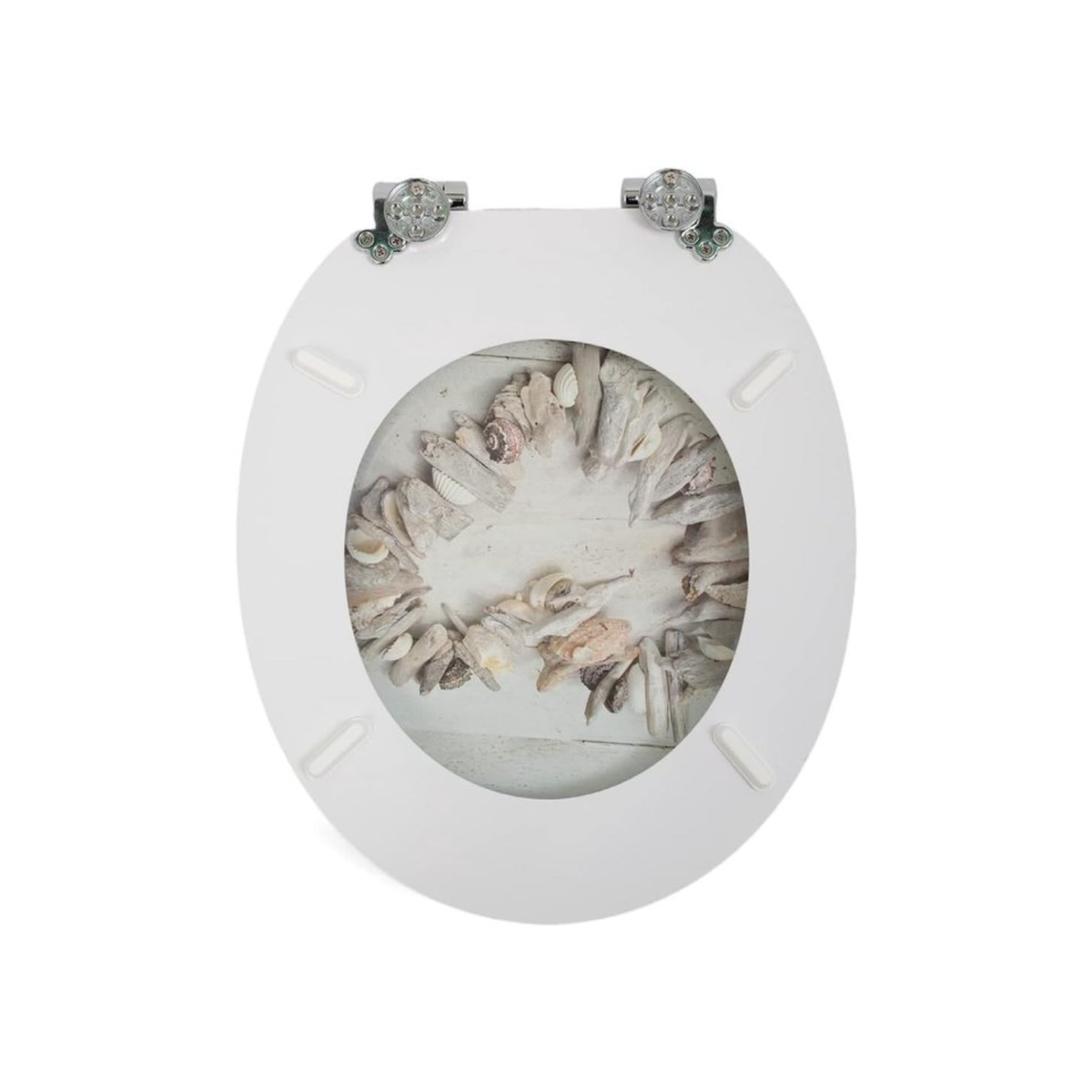 Abattant WC à fermeture douce en MDF antibactérien, motif coquille de cœur, fixation inox, démontage facile