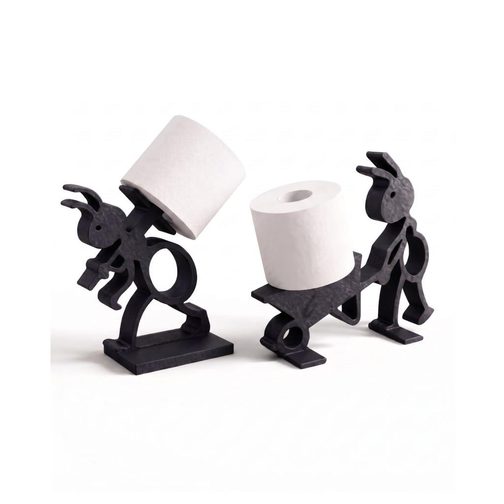 Porte-papier toilette autoportant design fourmi, noir, compact, sans montage