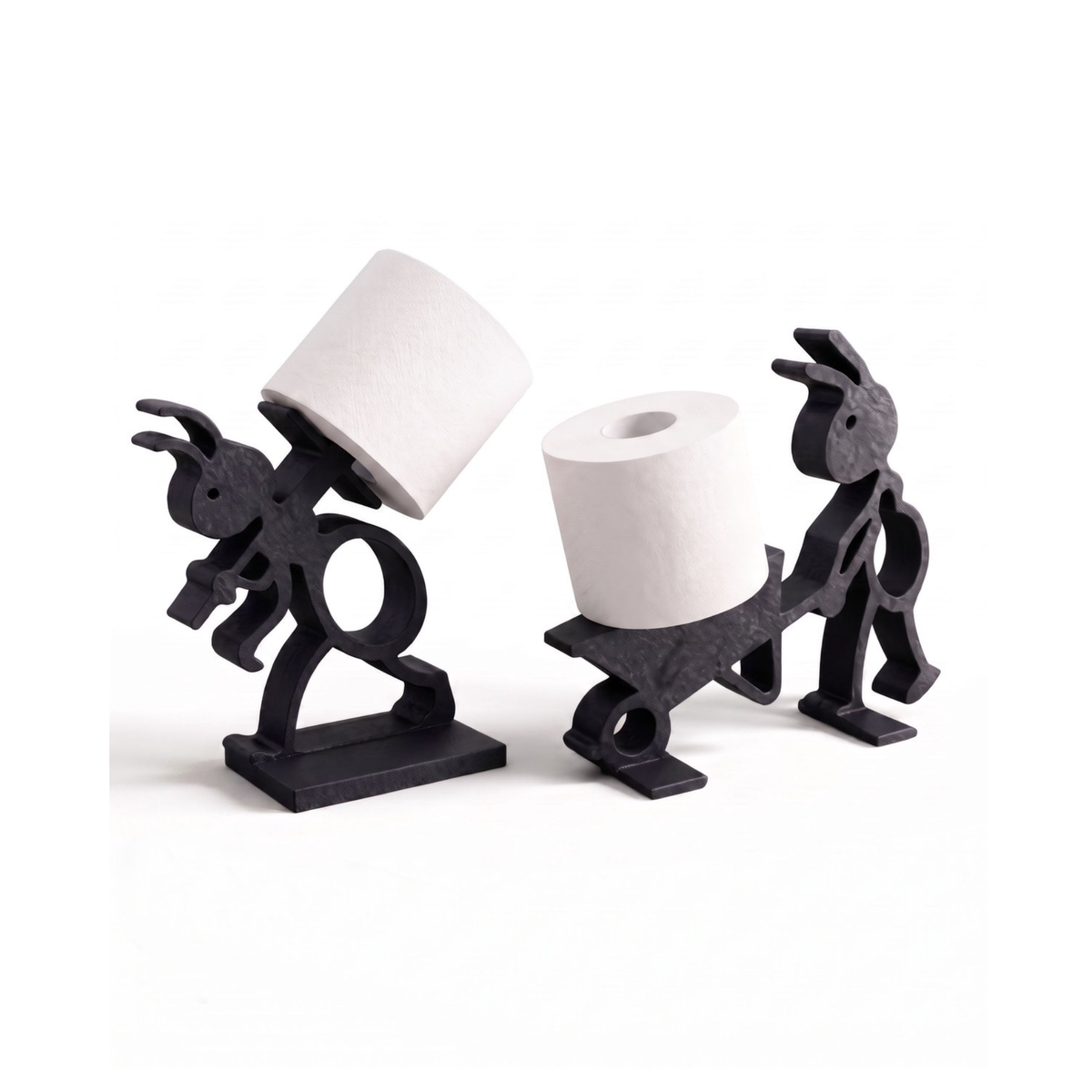 Porte-papier toilette autoportant design fourmi, noir, compact, sans montage