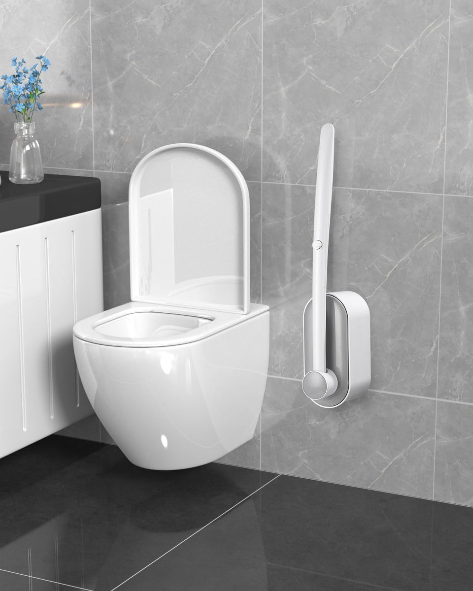 Brosse WC jetable avec 16 têtes remplaçables, fixation murale, hygiénique et pratique