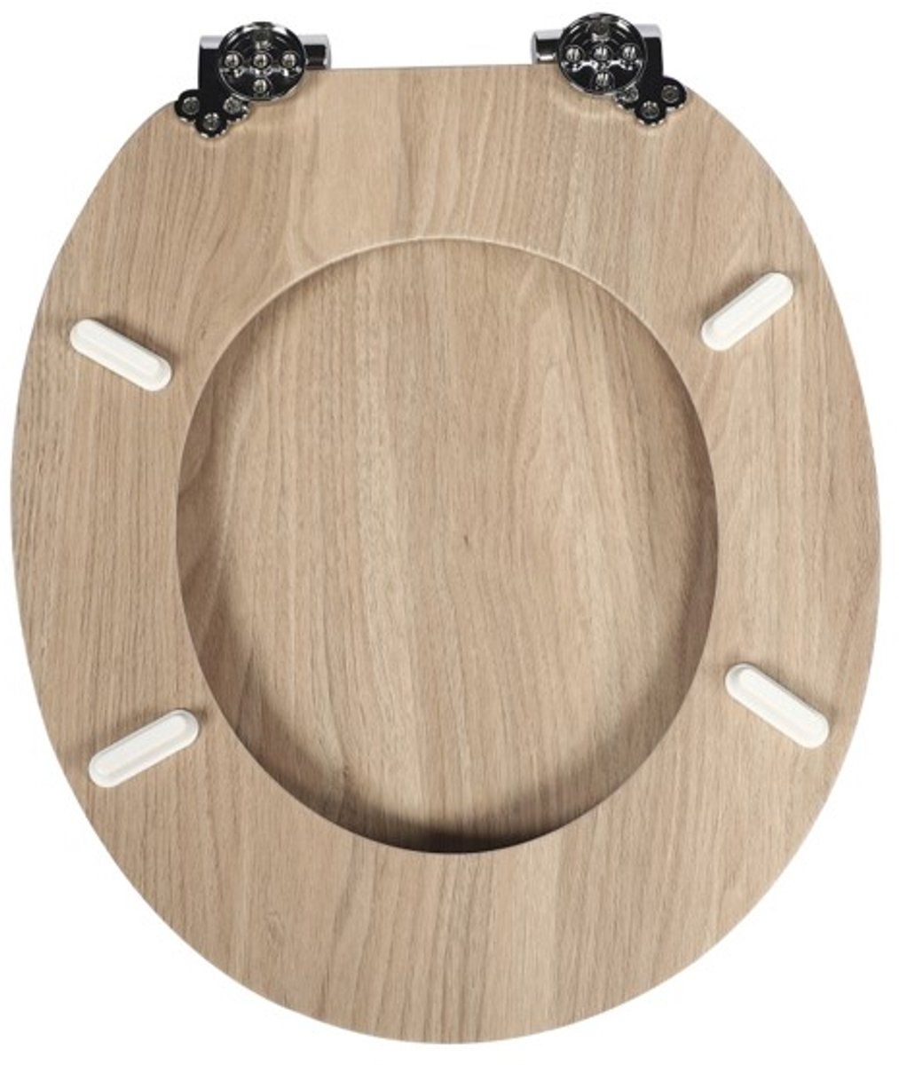 Abattant WC à fermeture douce en MDF antibactérien, style Wabi bois clair, fixation inox, démontage facile