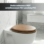 Abattant WC à fermeture douce en MDF antibactérien, motif bois de forêt, fixation inox, démontage facile