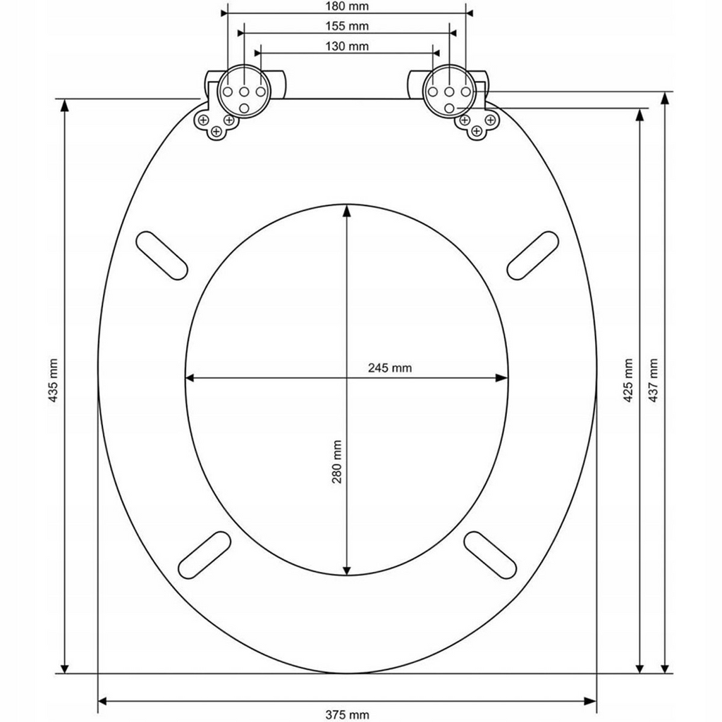 Abattant WC à fermeture douce en MDF antibactérien, noir mat, fixation inox, démontage facile