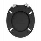 Abattant WC à fermeture douce en MDF antibactérien, noir mat, fixation inox, démontage facile