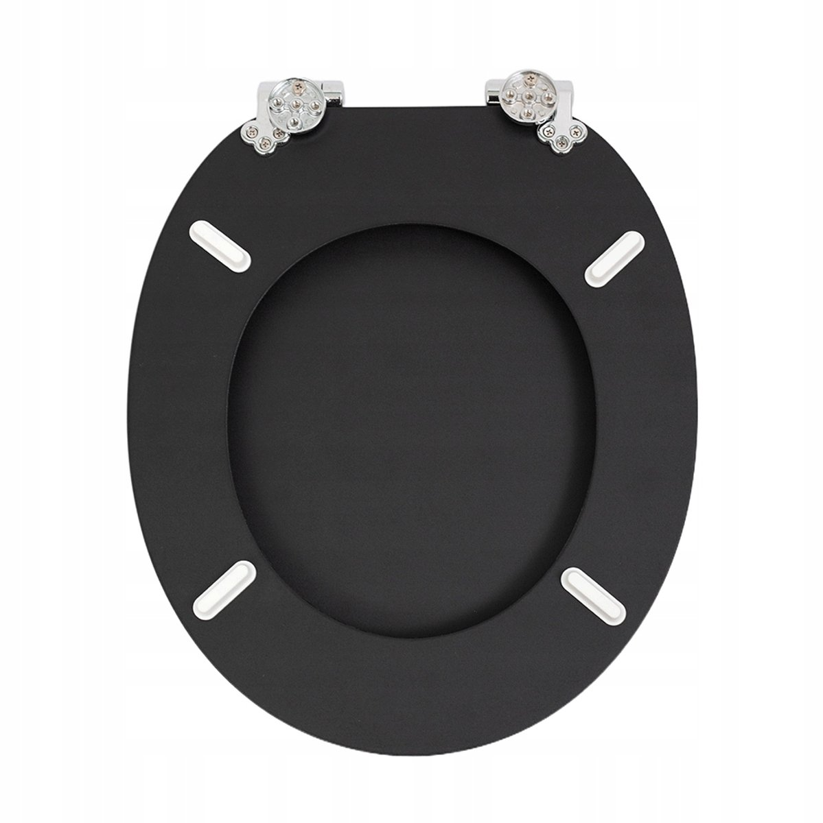 Abattant WC à fermeture douce en MDF antibactérien, noir mat, fixation inox, démontage facile
