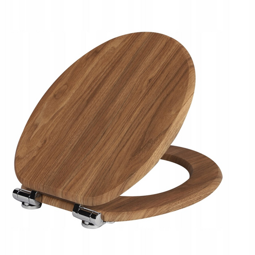 Abattant WC à fermeture douce en MDF antibactérien, motif bois de forêt, fixation inox, démontage facile