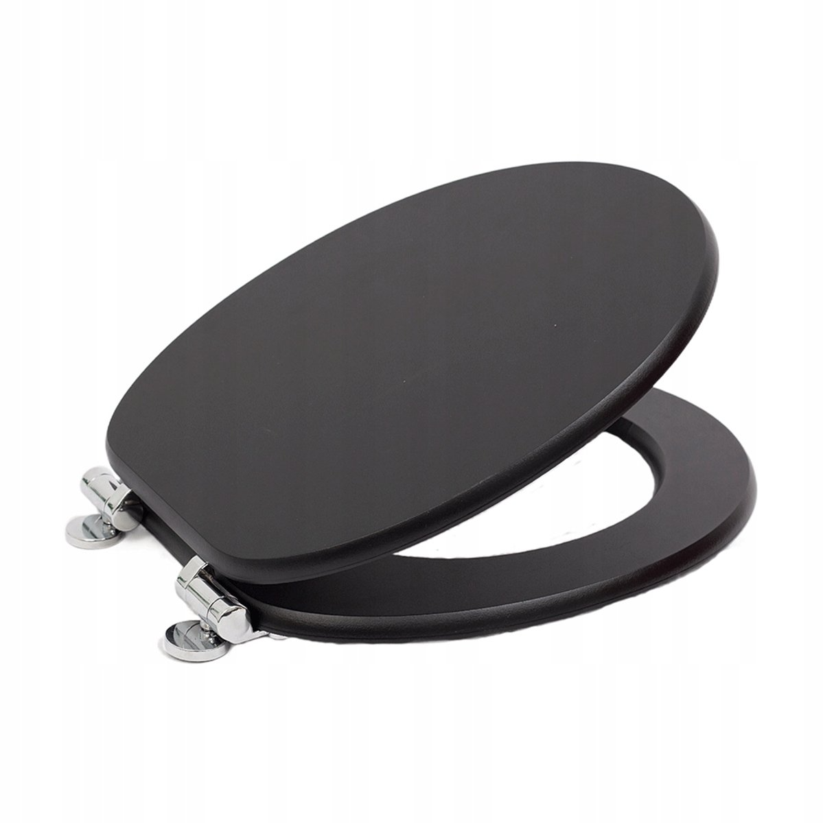 Abattant WC à fermeture douce en MDF antibactérien, noir mat, fixation inox, démontage facile