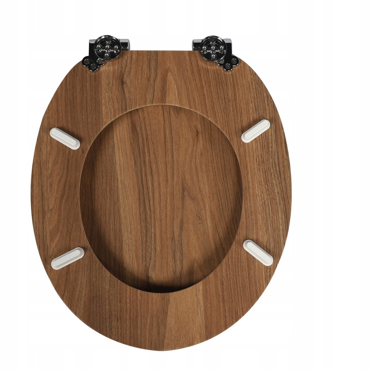 Abattant WC à fermeture douce en MDF antibactérien, motif bois de forêt, fixation inox, démontage facile