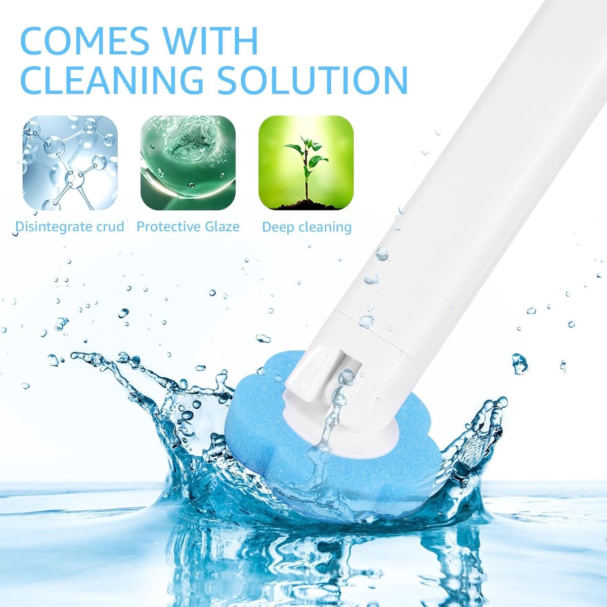 Brosse WC avec 24 têtes remplaçables, nettoyage 360° et station de rangement
