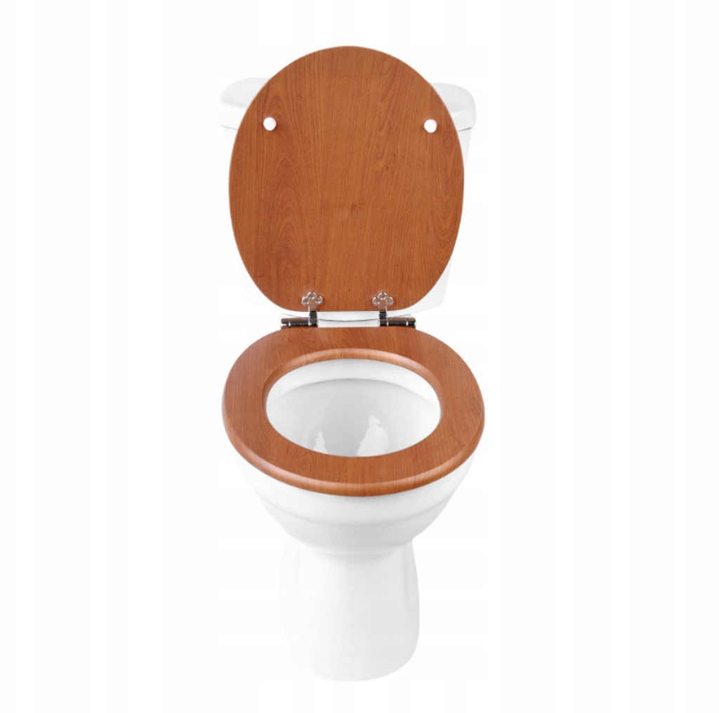 Abattant WC à fermeture douce en MDF antibactérien, chêne bois chaud, fixation inox, démontage facile