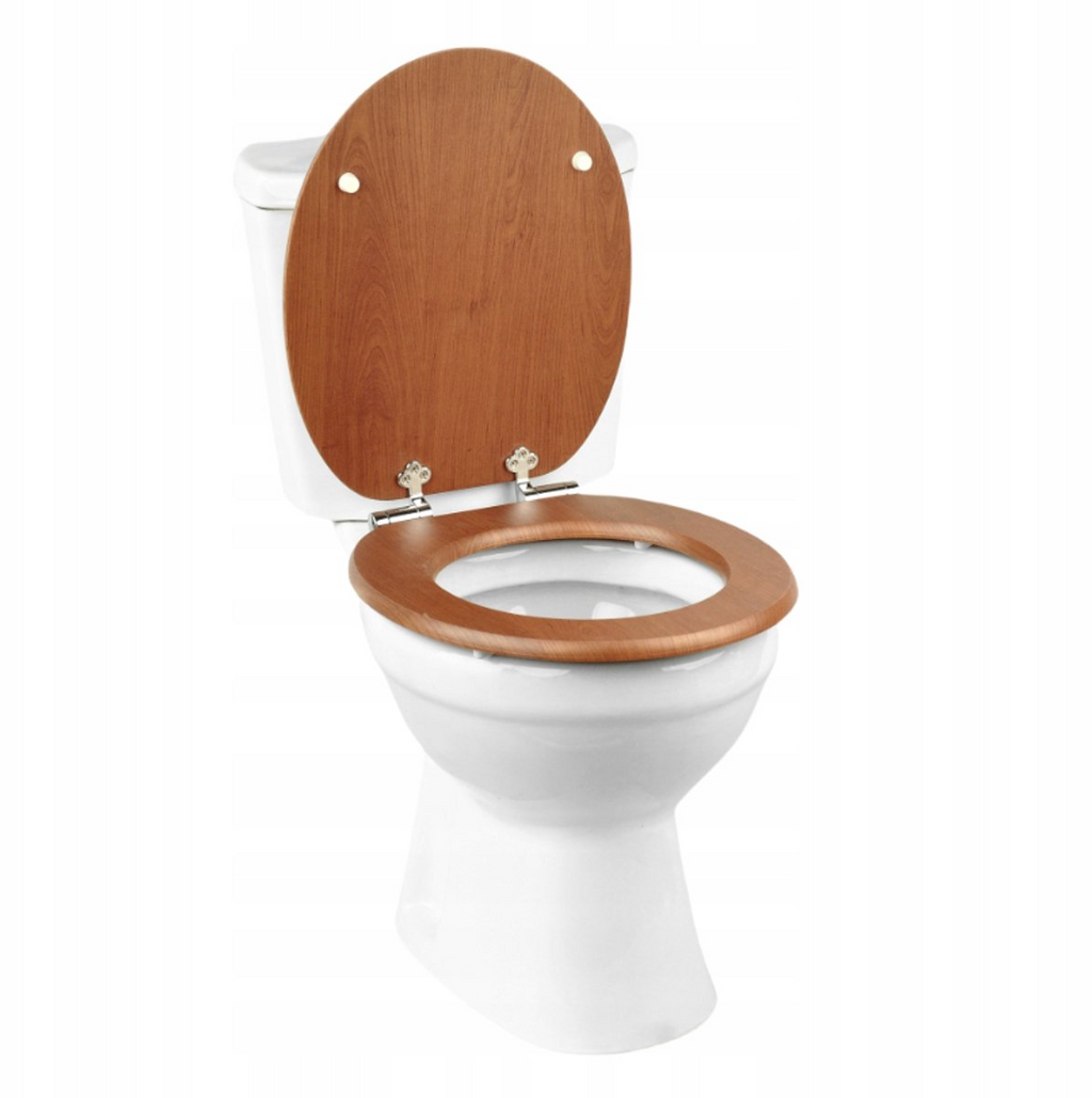 Abattant WC à fermeture douce en MDF antibactérien, chêne bois chaud, fixation inox, démontage facile