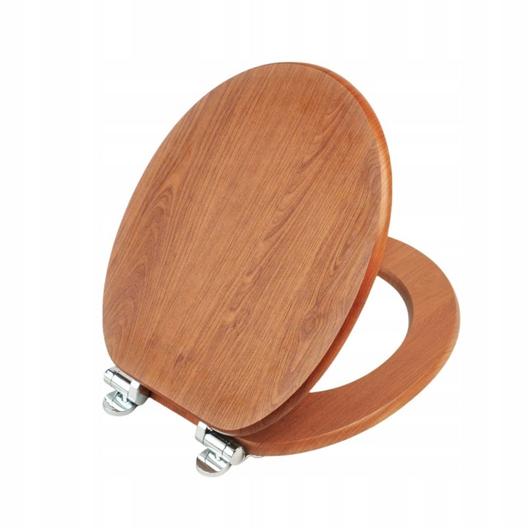 Abattant WC à fermeture douce en MDF antibactérien, chêne bois chaud, fixation inox, démontage facile