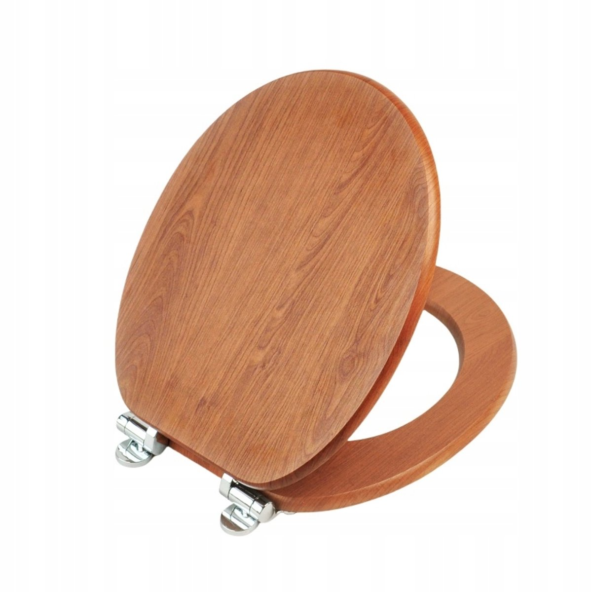 Abattant WC à fermeture douce en MDF antibactérien, chêne bois chaud, fixation inox, démontage facile
