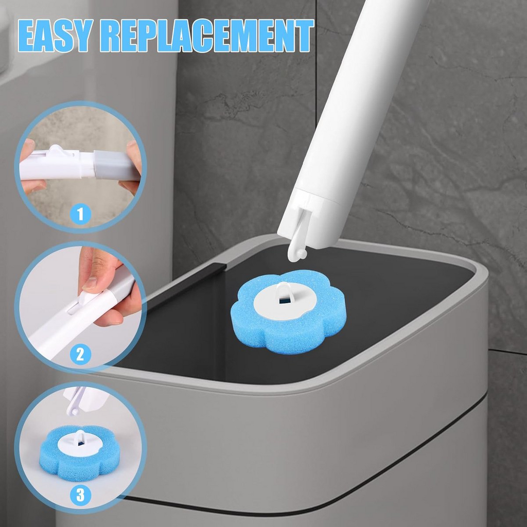 Brosse WC avec 24 têtes remplaçables, nettoyage 360° et station de rangement