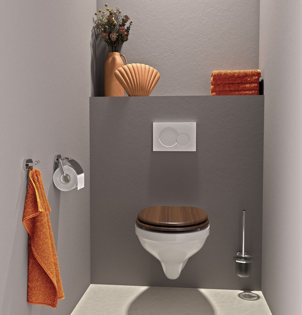 Abattant WC à fermeture douce en MDF effet noyer