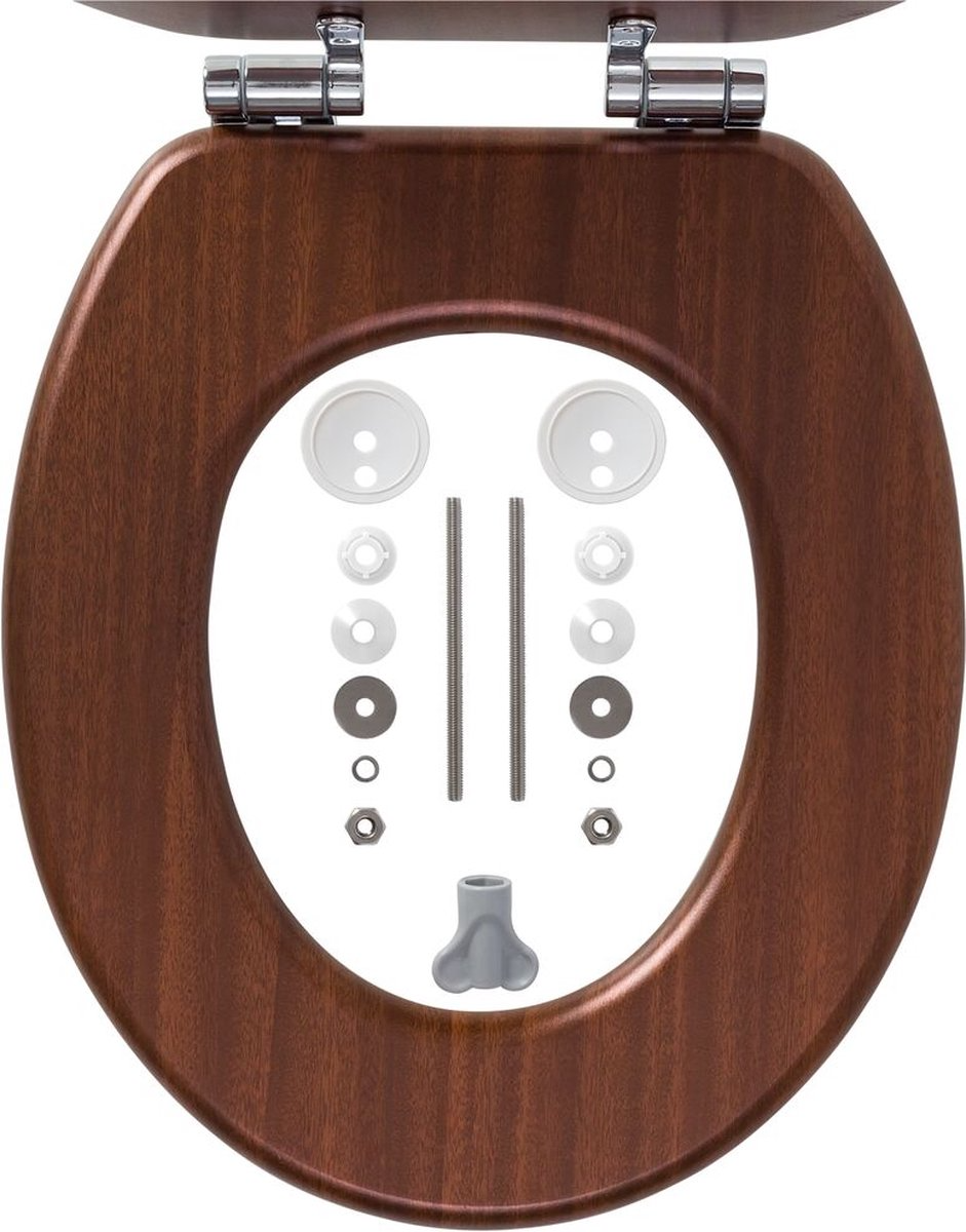 Abattant WC à fermeture douce en MDF effet noyer
