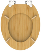 Abattant WC à fermeture douce en MDF antibactérien, motif bambou, fixation inox, démontage facile