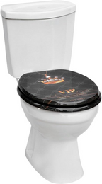 Toiletslot met softclose in antibacterieel MDF, VIP kroonmotief, RVS bevestiging, eenvoudig te verwijderen